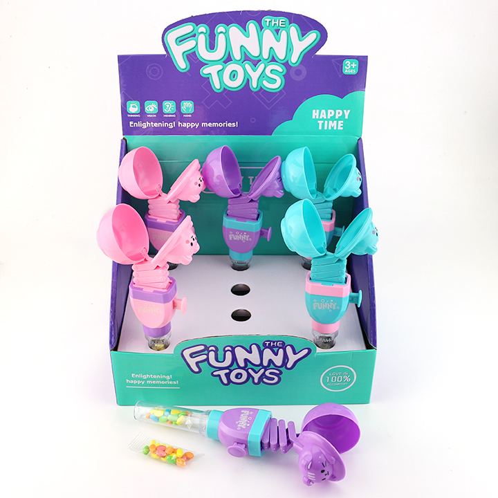 Funny animal covered bowl shape telescopic spring bite toy candy CH-TB250