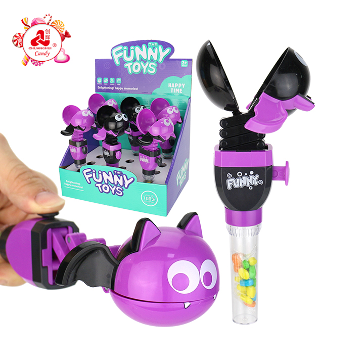 Halloween candy toy Cartoon Bat shape telescopic spring bite toy candy CH-TB251