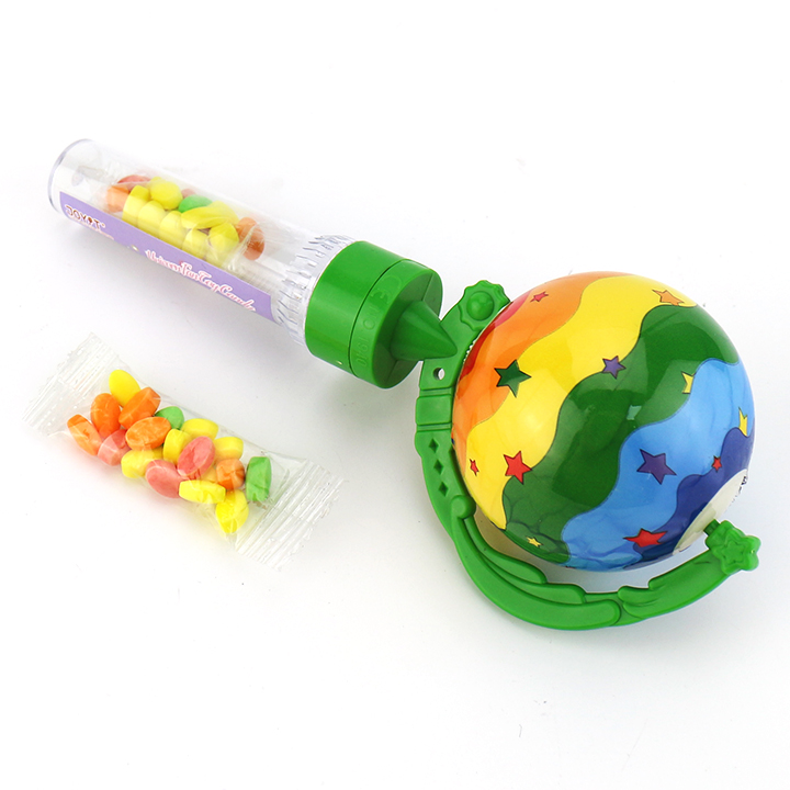 LED light glowing rotated globe shaped toy candy CH-TB252