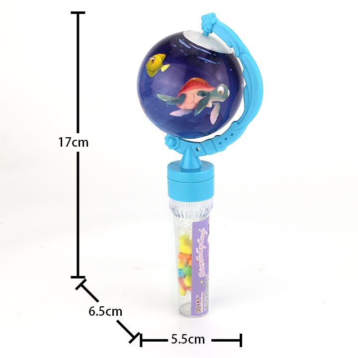 LED light glowing rotated globe shaped toy candy CH-TB252