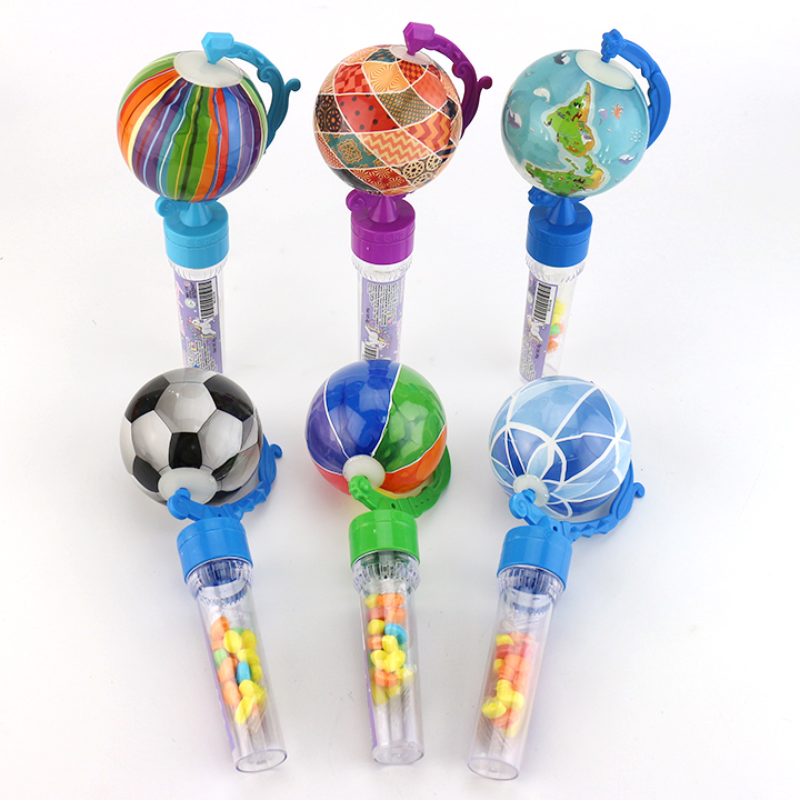 LED light glowing rotated globe shaped toy candy CH-TB252