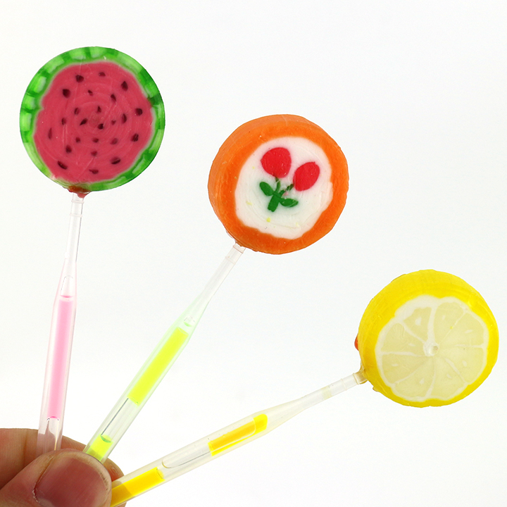 Fruits Patterns Lollipop with Fluorescent Glowing Stick Handmade Fruit Sliced Lollipop Candy CH-A113