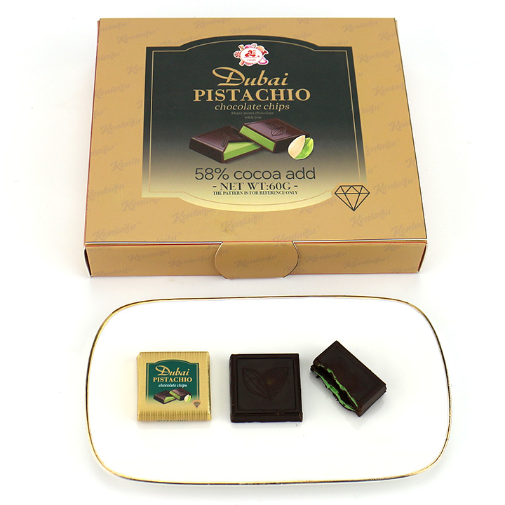 High quality Thin block Dubai chocolate with pistachio nut jam filling CH-BC170