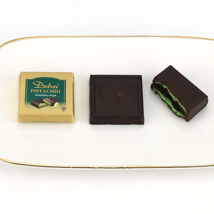 High quality Thin block Dubai chocolate with pistachio nut jam filling CH-BC170
