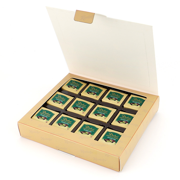 High quality Thin block Dubai chocolate with pistachio nut jam filling CH-BC170