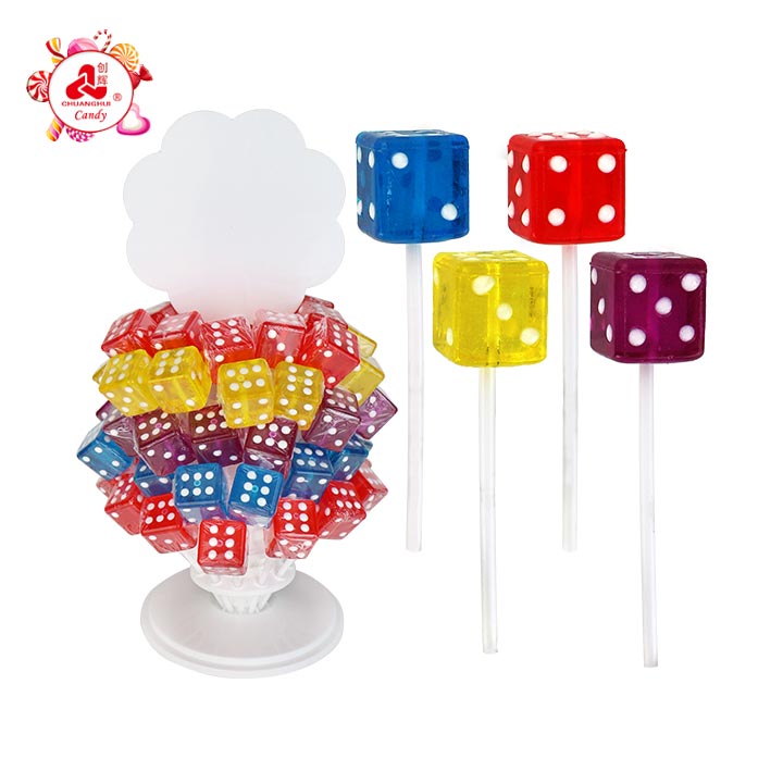 28g Dice Cubic Hard Lollipop Candy in Tree shelf stand CH-BP152