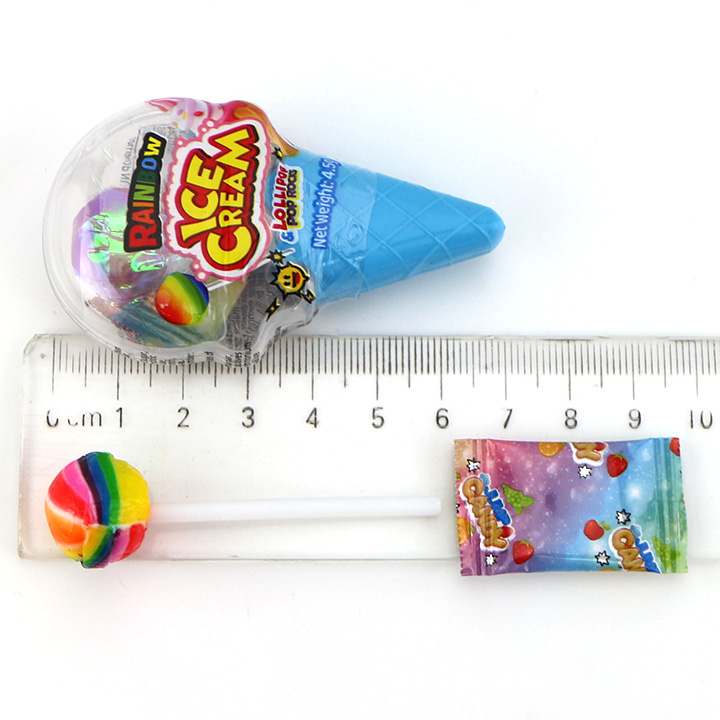 Colorful Ice Cream Rainbow lollipops with popping rock candy in ice cream shaped boxes CH-BP155