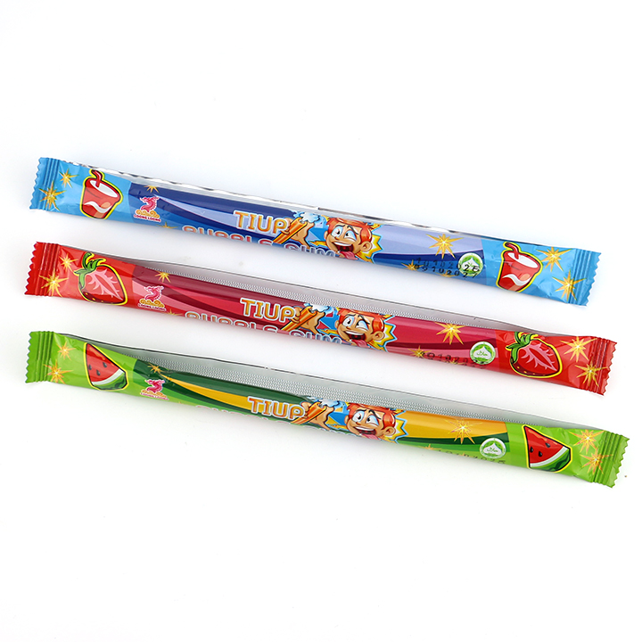 Super Acid Candy Colorful Long Fruit Flavor Sour Chewing Bubble Gum Stick CH-E355