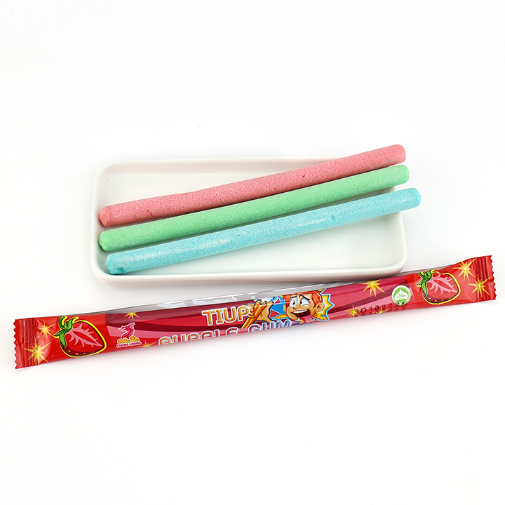 Super Acid Candy Colorful Long Fruit Flavor Sour Chewing Bubble Gum Stick CH-E355
