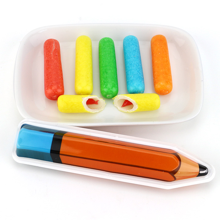 pencil shaped packaging bubble gum stick with jam filled CH-E357