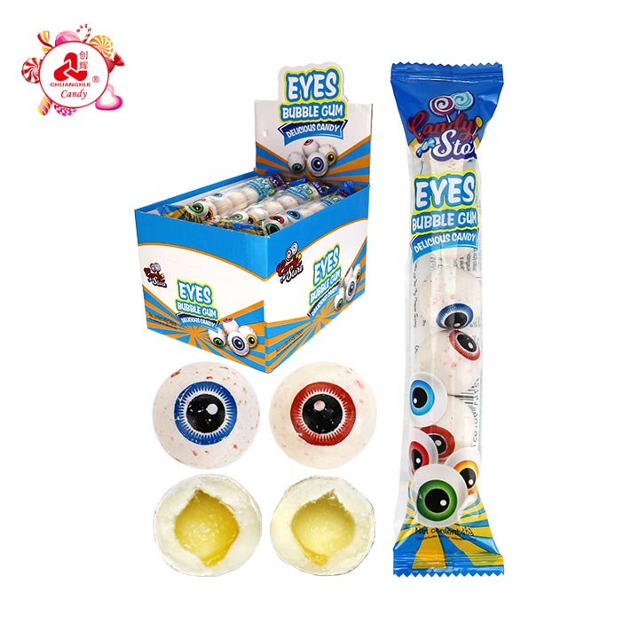 Halloween candy Eyeball shaped bubble gum eyes ball with jam filling CH-E361