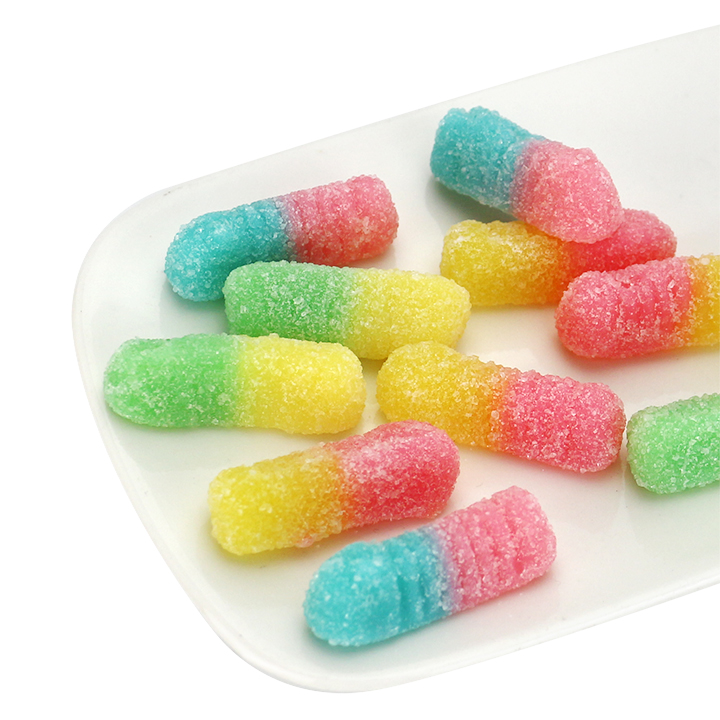 100g Two-tone Mini Worm shaped soft gummy candy in bag CH-J702