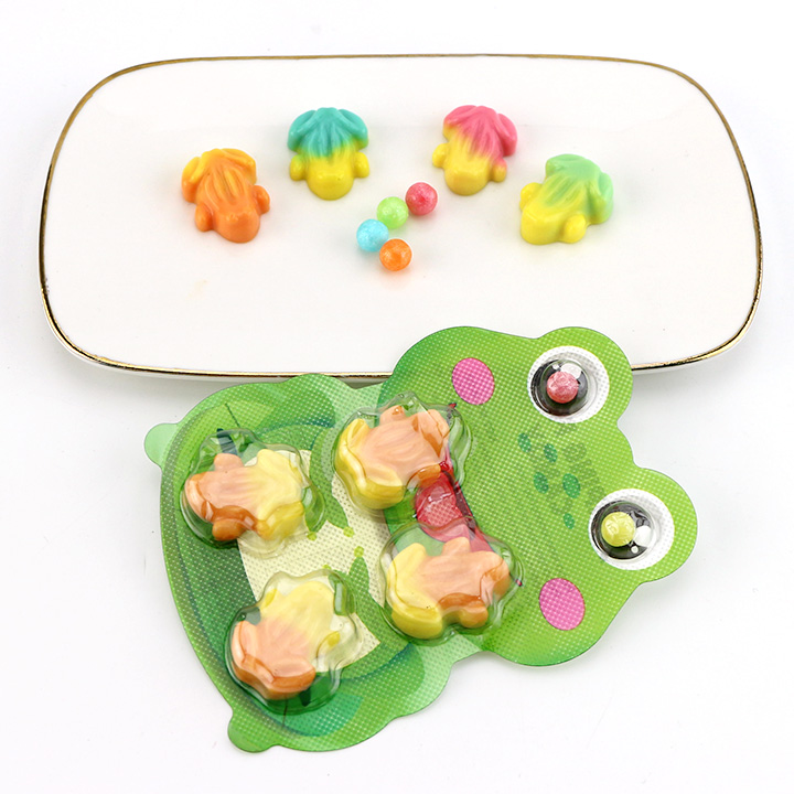 Cartoon two colors Frog gummy jelly candy with mini candy CH-J748