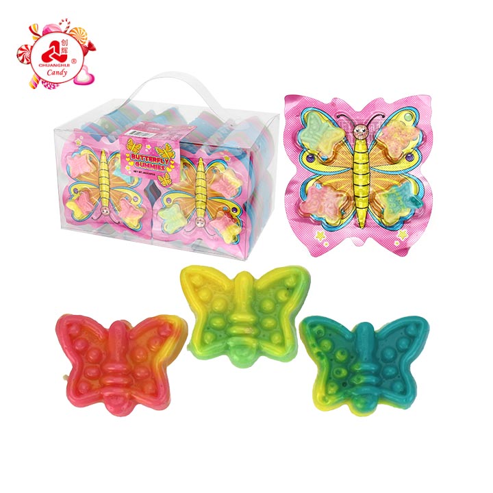 Cartoon two colors butterfly shaped jelly gummy candy CH-J749