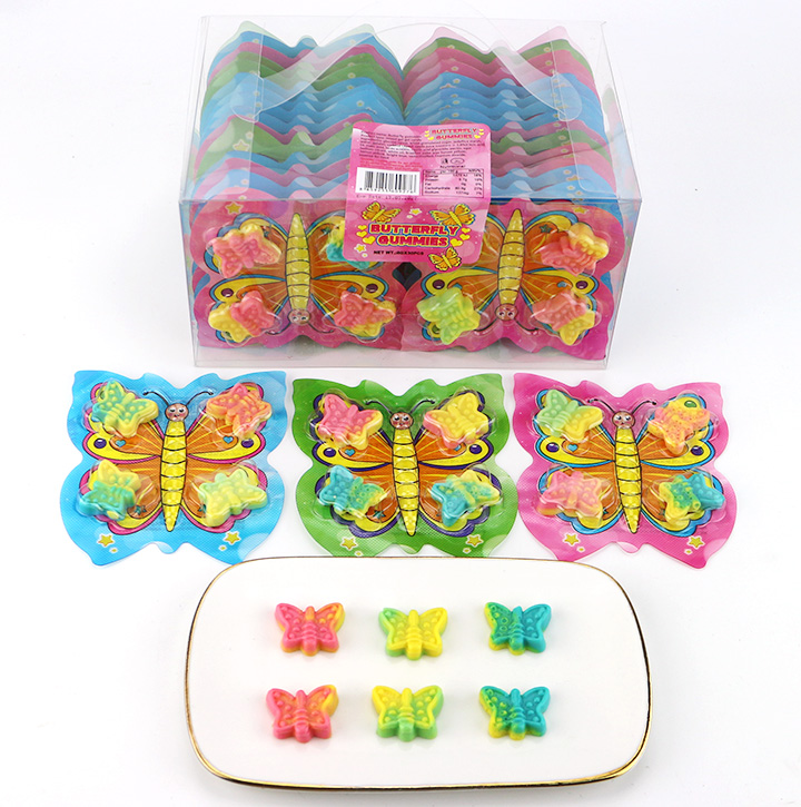 Cartoon two colors butterfly shaped jelly gummy candy CH-J749