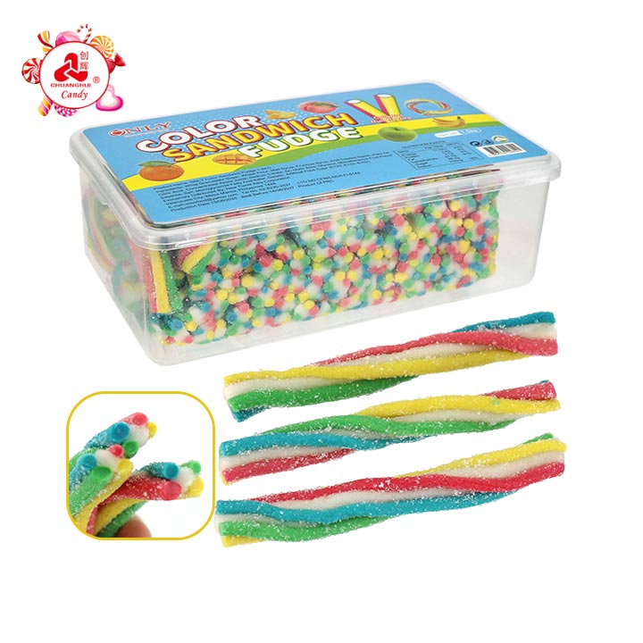 1.5Kg color sandwich fudge twist Long Rope Noodle Soft Gummy Candy CH-J751