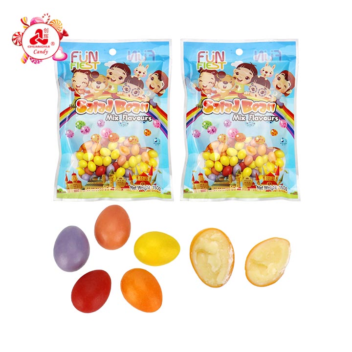 Crispy sugar coated Mini Egg Bean candy with cream filling in bag CH-J756