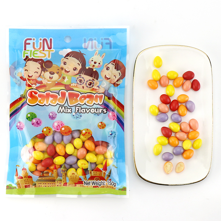Crispy sugar coated Mini Egg Bean candy with cream filling in bag CH-J756