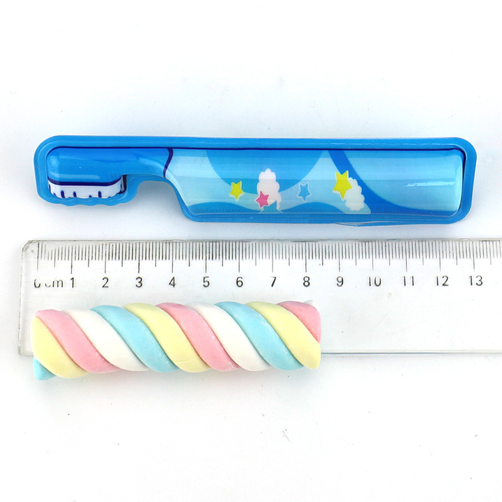 3D toothbrush shaped packaging colorful twist marshmallow strips CH-M234