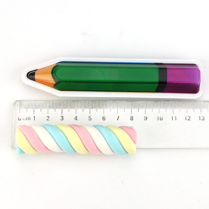 3D Pencil shaped packaging colorful twist marshmallow strips CH-M235