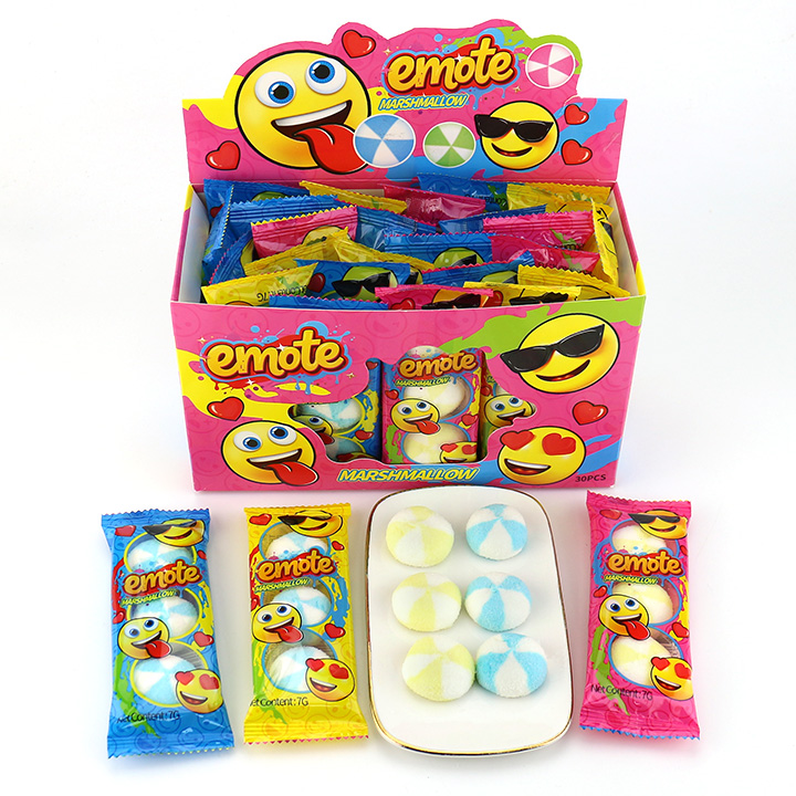 3 in 1 Emote smile expression round marshmallow candy CH-M236