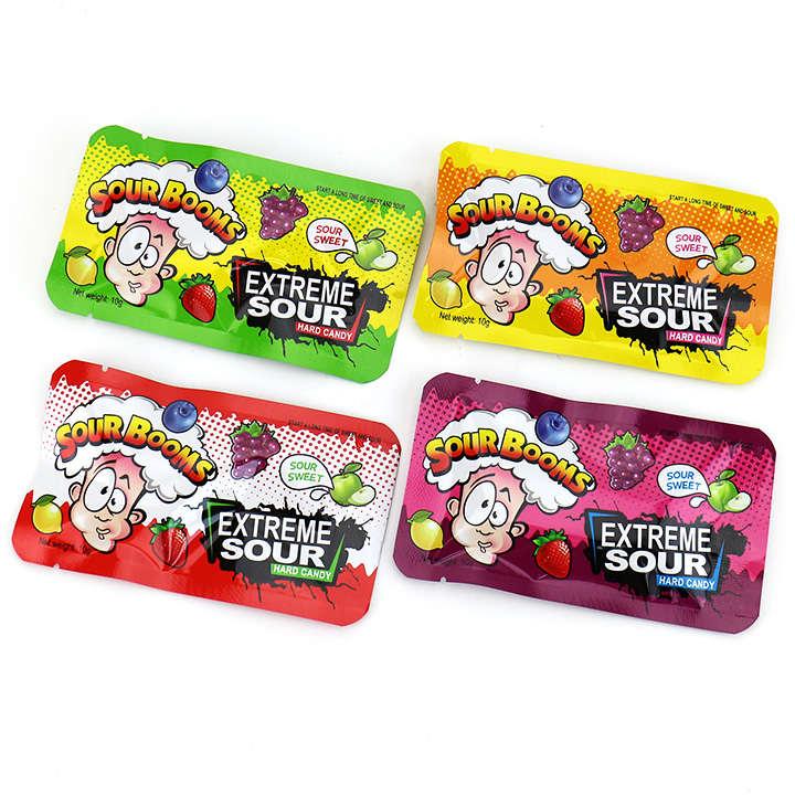 Bagged acid fruit flavors Sour Booms candy extremely sour hard candy CH-Q141