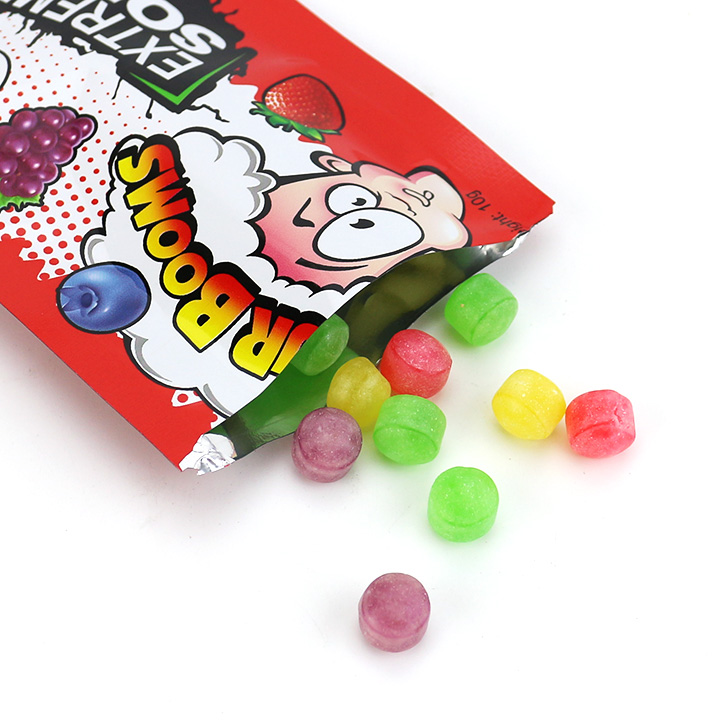 Bagged acid fruit flavors Sour Booms candy extremely sour hard candy CH-Q141