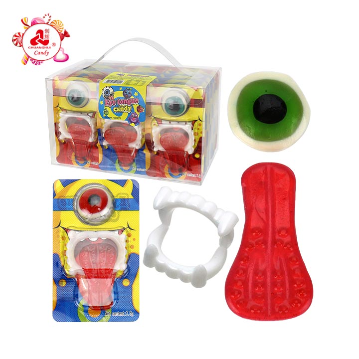 Cartoon Monster Eye & Tongue Shaped Jelly gummy Candy with Teeth Toy CH-T1436