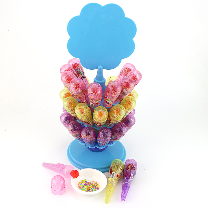 LED Light up Microphone Lollipop Toy Candy with Rainbow Bead Candy CH-T1443