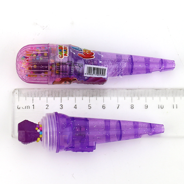 LED Light up Microphone Lollipop Toy Candy with Rainbow Bead Candy CH-T1443