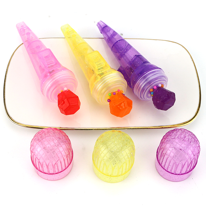LED Light up Microphone Lollipop Toy Candy with Rainbow Bead Candy CH-T1443