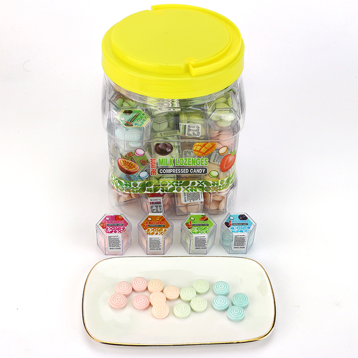 Mini hexagonal box Round fruit milk pressed tablet candy CH-Z295