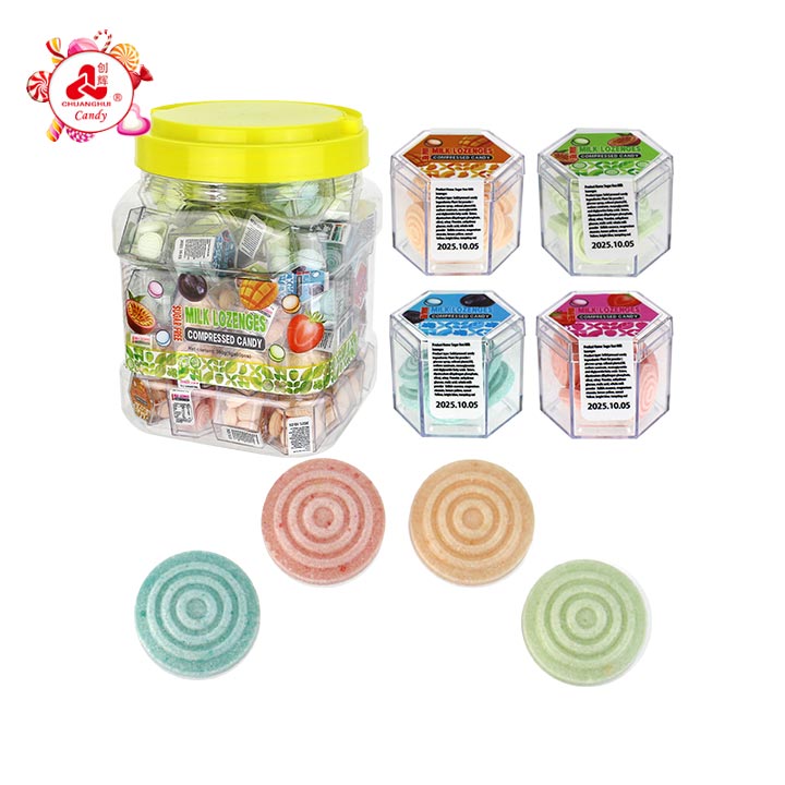 Mini hexagonal box Round fruit milk pressed tablet candy CH-Z295