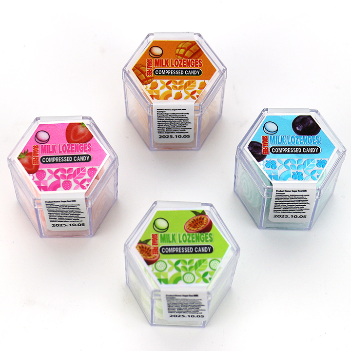 Mini hexagonal box Round fruit milk pressed tablet candy CH-Z295