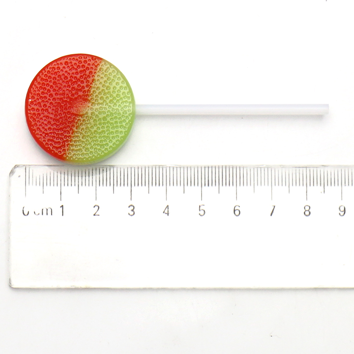 2 in 1 Spicy Watermelon Flavor Round Flat Hard Lollipop with Pressed Tablet Candy CH-BP103-6