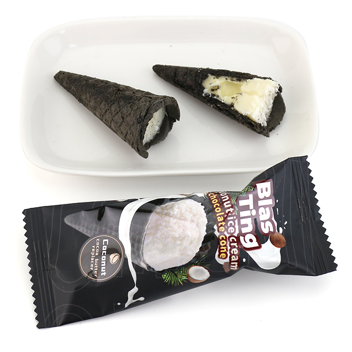Bagged coconut black ice cream shaped chocolate wafer biscuit cone CH-D128-1