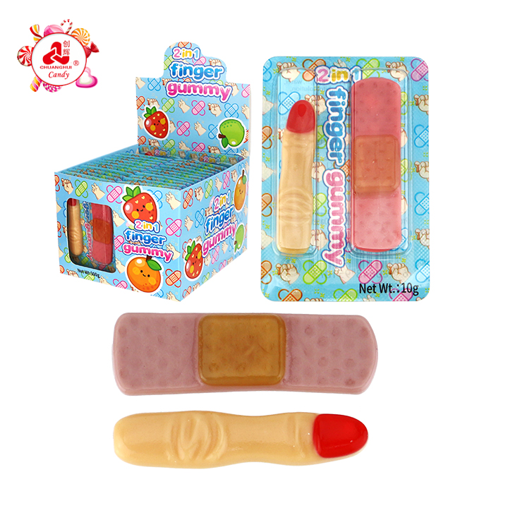 Medical soft candy 2-in-1 finger and Band-aid shape jelly gummy candy CH-J757