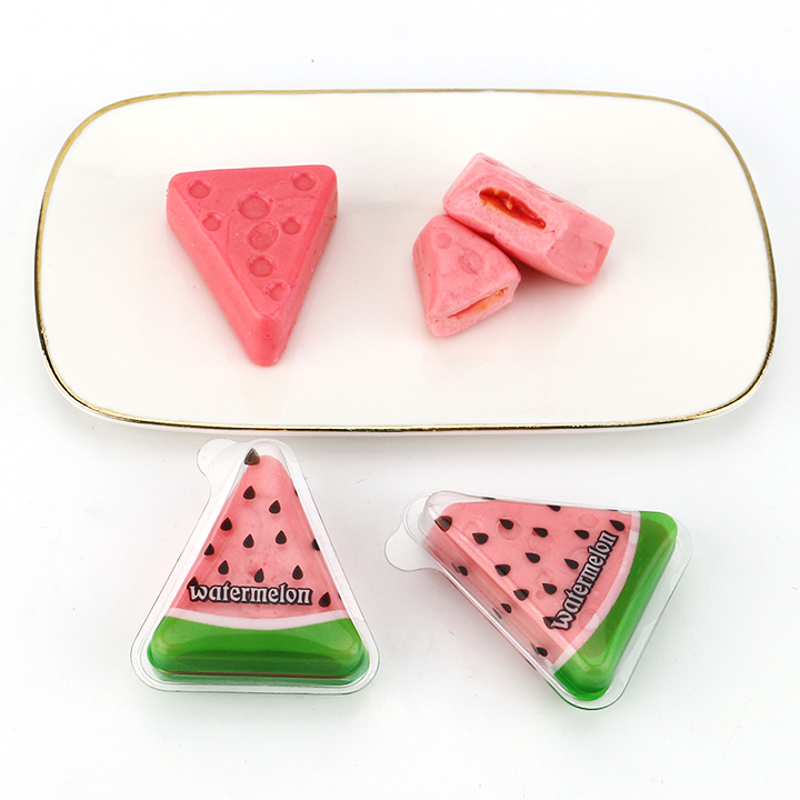 3D watermelon shaped triangle gummy candy with jam filling CH-J758