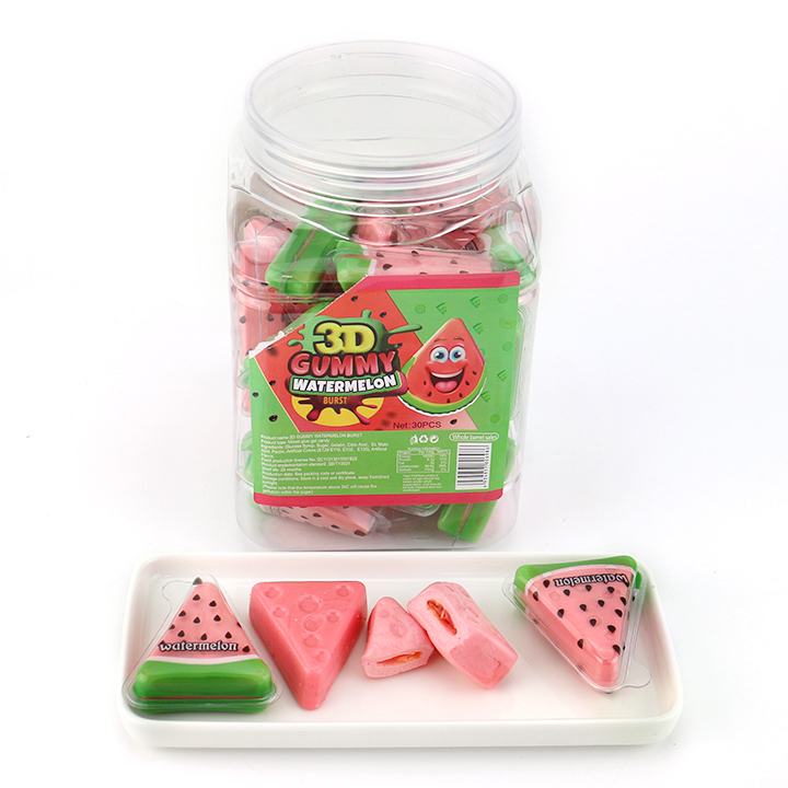 3D watermelon shaped triangle gummy candy with jam filling CH-J758