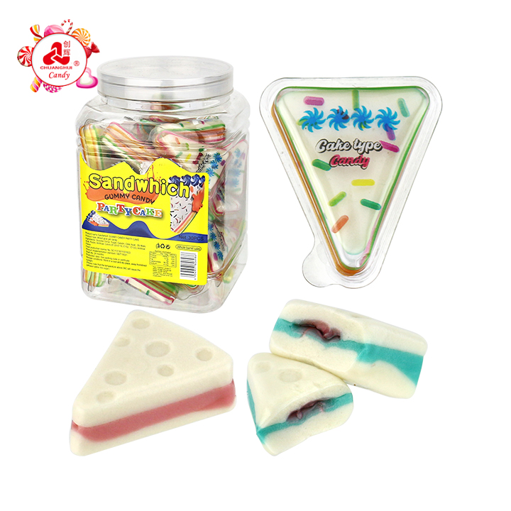 3D sandwich partycake shaped triangle gummy candy with jam filling CH-J759