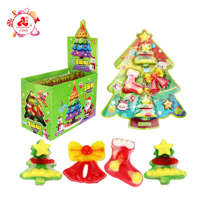 Christmas Tree Candy 4-in-1 colorful socks, Christmas bell shaped chewy gummy candy CH-J761