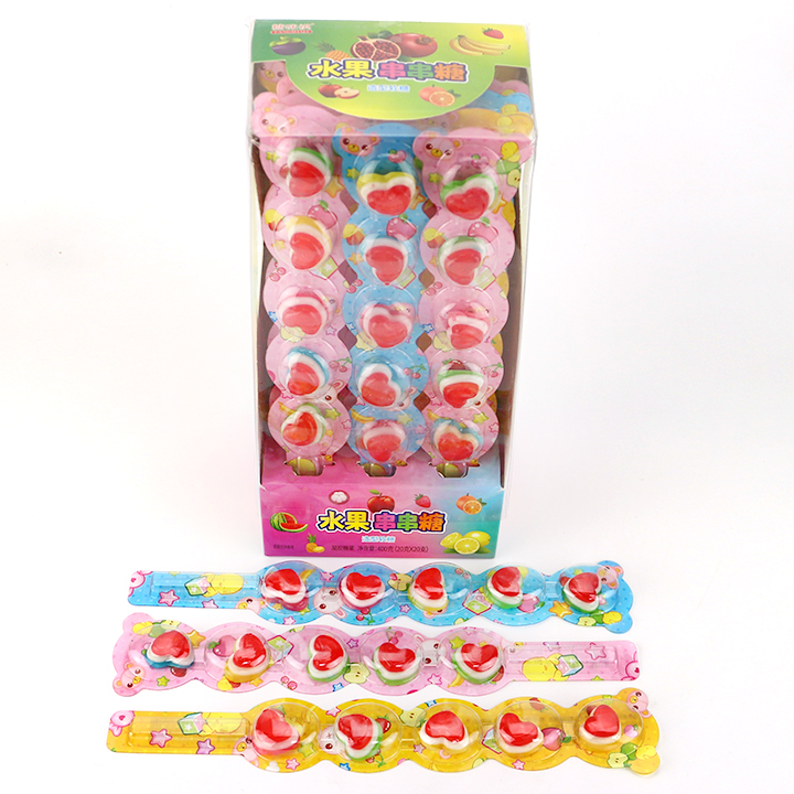 5-in-1 Love Heart shaped string lollipop jelly gummy candy CH-J762