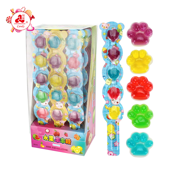 5-in-1 Cartoon Cat's Paw shaped string lollipop jelly gummy candy CH-J764