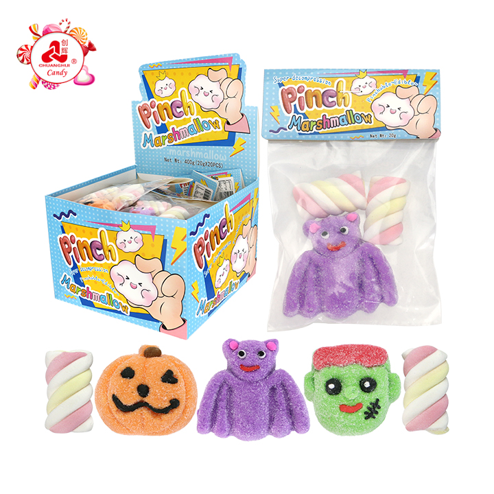 Halloween Twisted Candy+Pumpkin Head, Bat, Frankenstein design Pinch marshmallow CH-M237