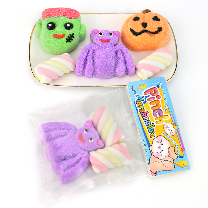Halloween Twisted Candy+Pumpkin Head, Bat, Frankenstein design Pinch marshmallow CH-M237