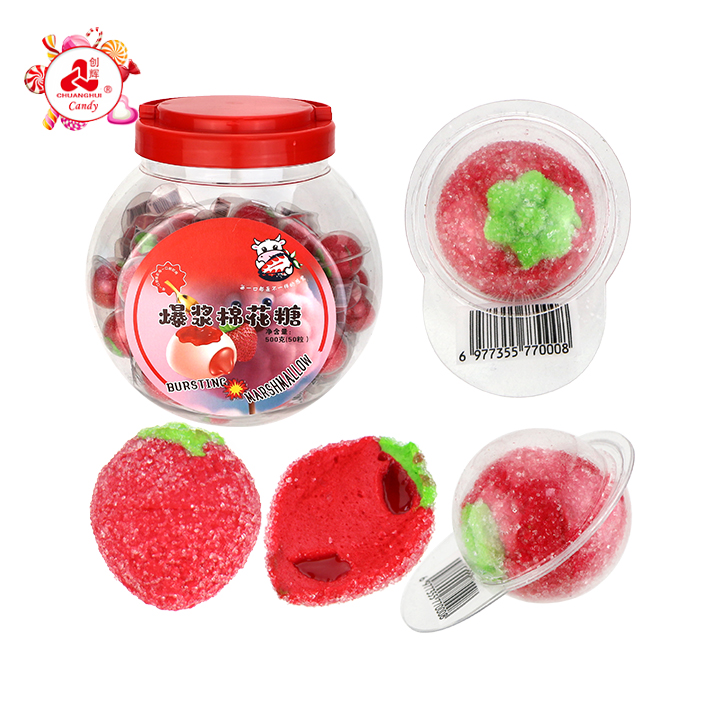 3D strawberry shaped marshmallow candy with jam filling CH-M238