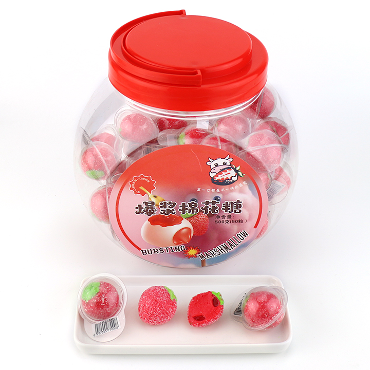 3D strawberry shaped marshmallow candy with jam filling CH-M238
