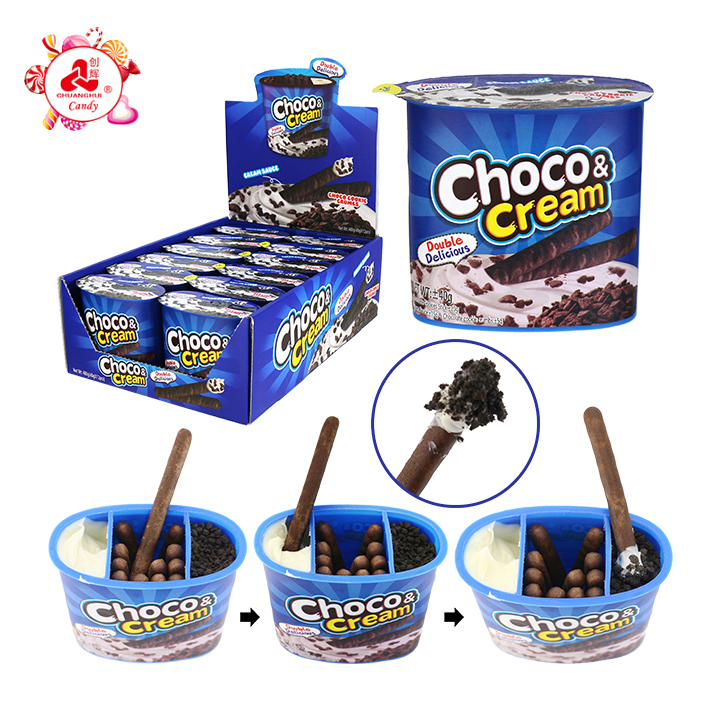 Choco & Cream Dip biscuit Sticks Chocolate Finger Biscuits with Cream Jam and Crushed Cocoa Biscuit CH-BC177