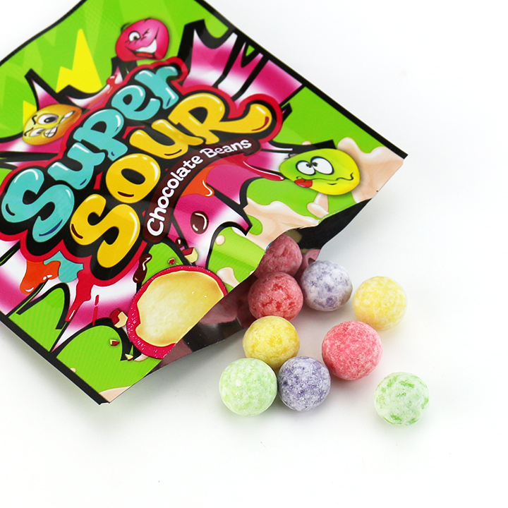 Super sour choco crispy sour fruit flavor sugar coating white chocolate bean candy CH-BC175