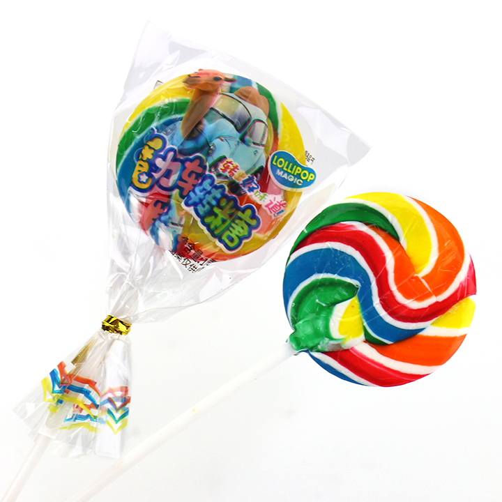 15g Rainbow vortex Round Flat Shaped Handmade Hard Lollipop CH-BP157